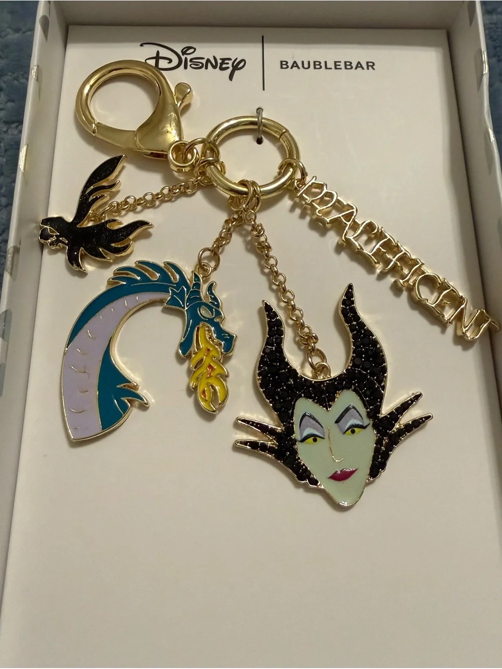 BaubleBar x Disney Maleficent Gold Tone Charm Keychain - New